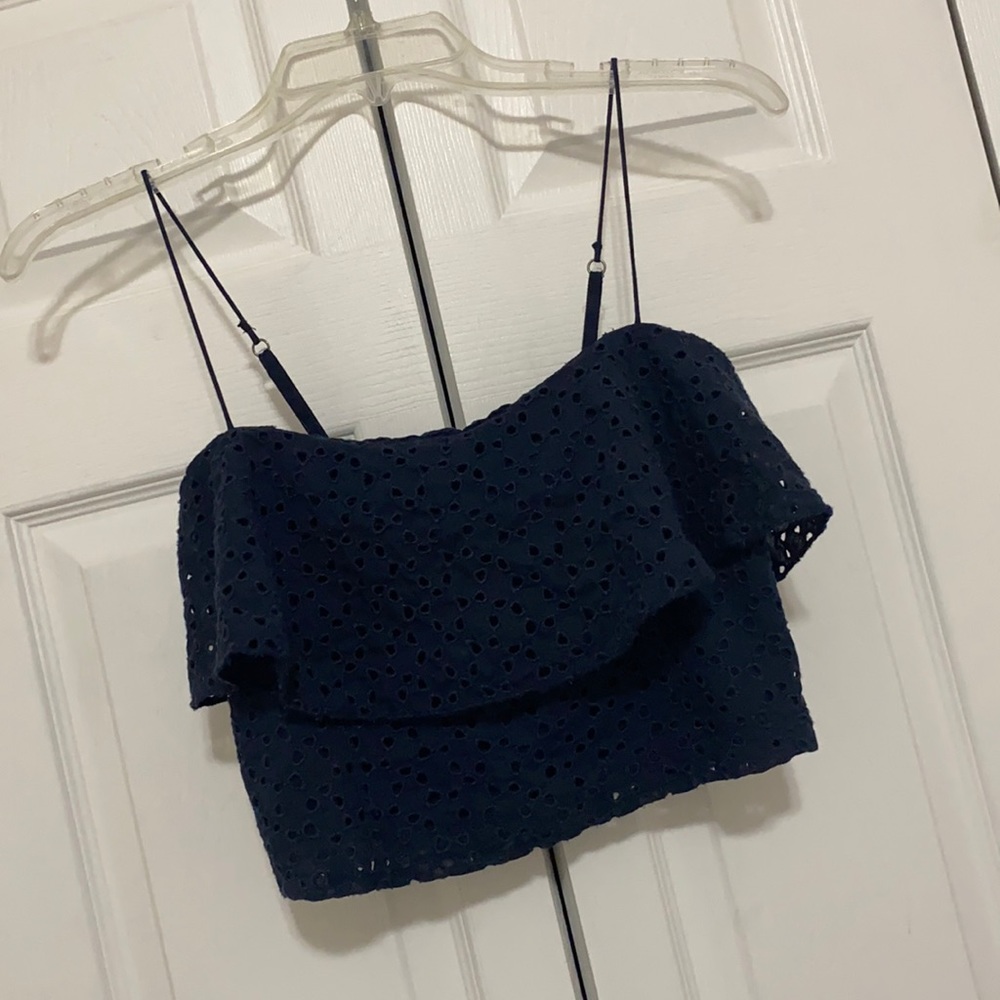NWT Hollister Navy crop top Juniors Medium